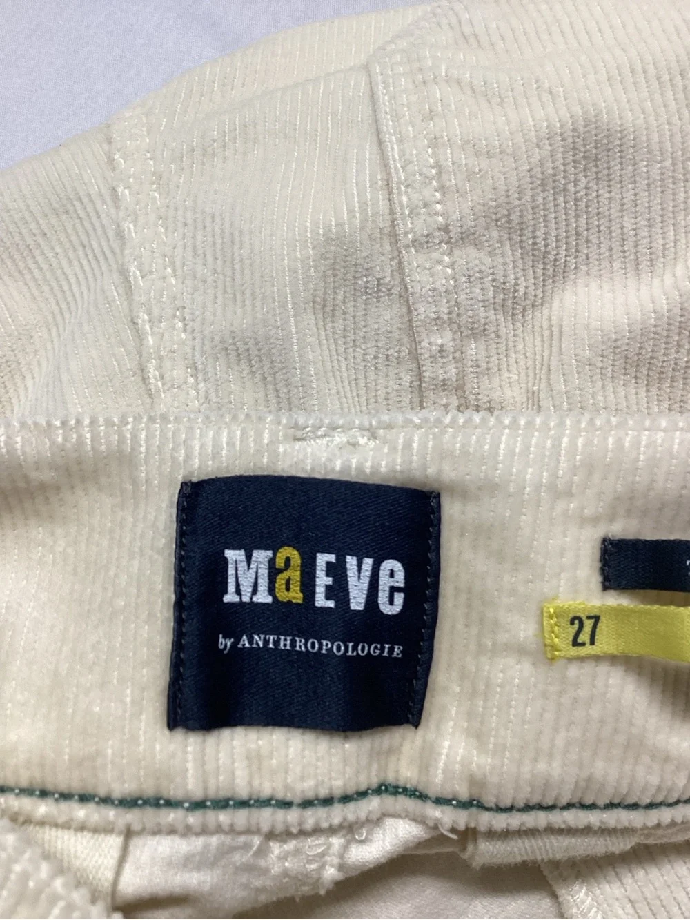 Anthropologie Maeve The Colette Cream Corduroy Cropped Pants - Picture 4 of 12